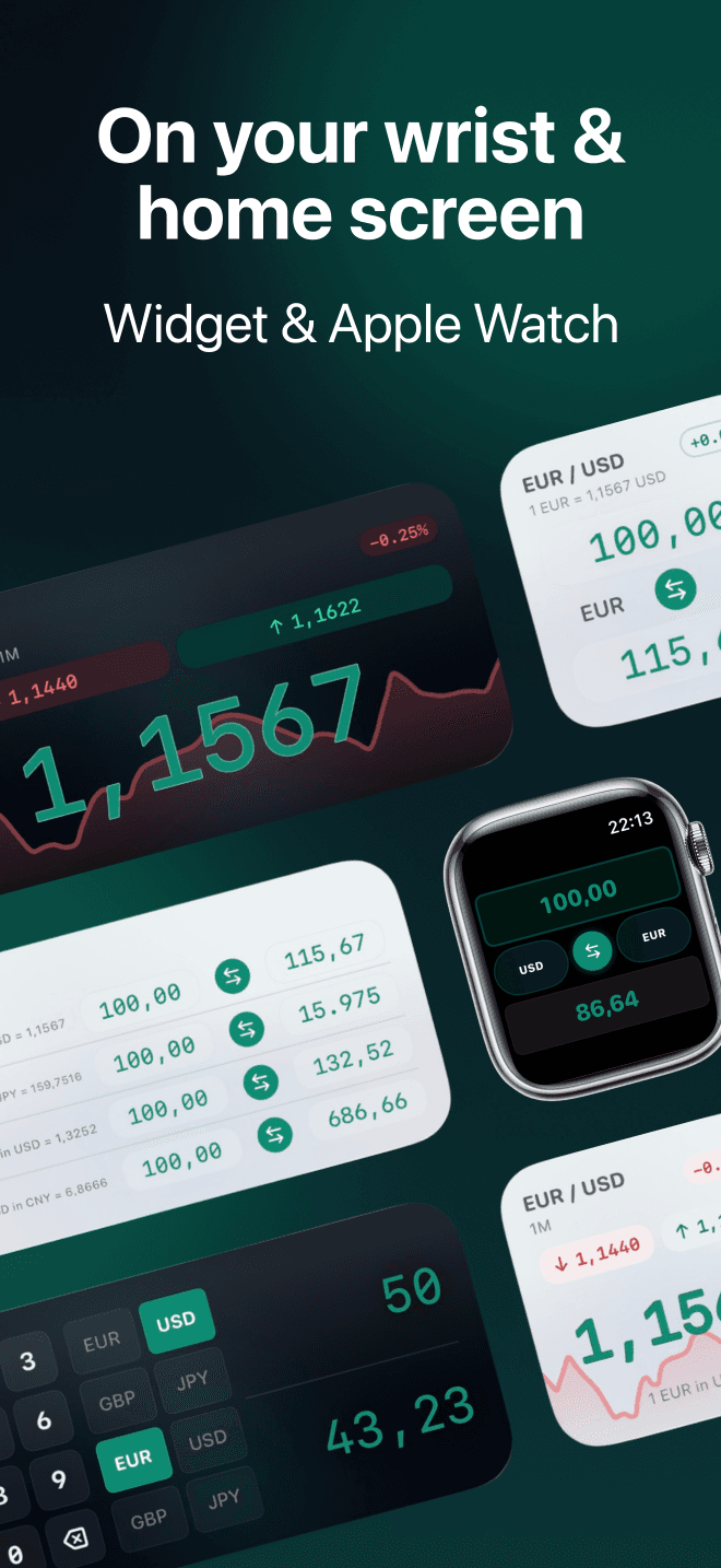 Rates on your wrist and home screen - widget and Apple Watch